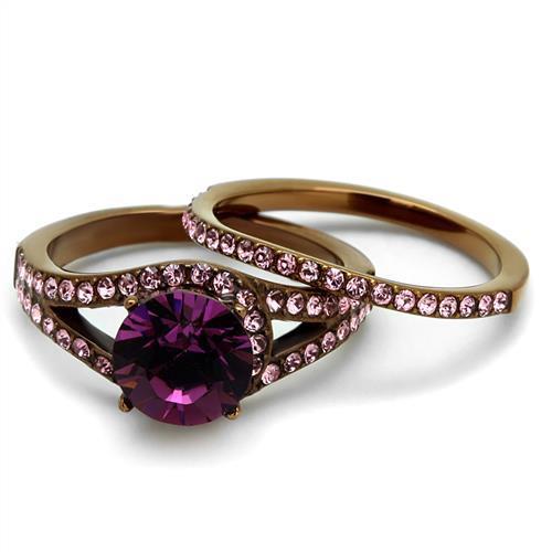 Load image into Gallery viewer, TK2745 - IP Coffee light Stainless Steel Ring with Top Grade Crystal