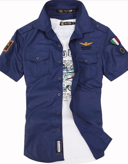 Load image into Gallery viewer, Mens Short Sleeve Military Style Shirt