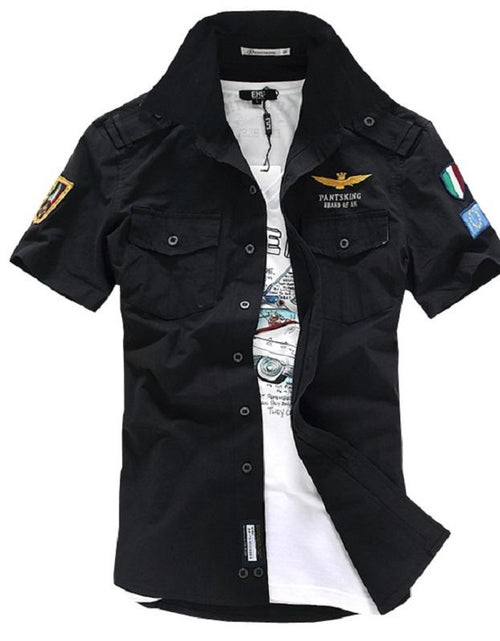 Load image into Gallery viewer, Mens Short Sleeve Military Style Shirt