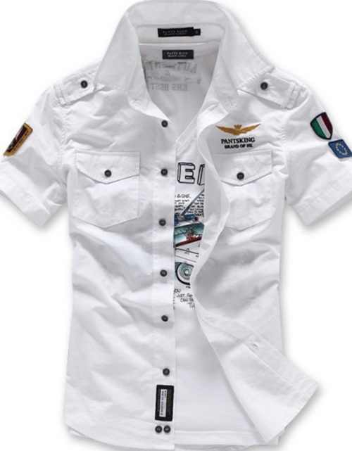 Load image into Gallery viewer, Mens Short Sleeve Military Style Shirt